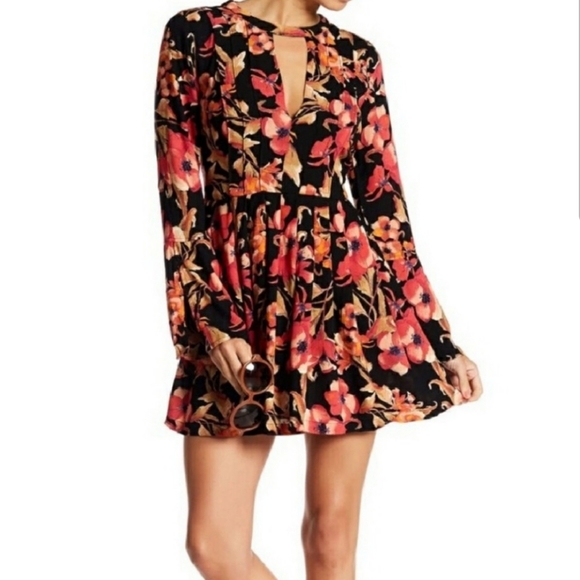 Free People Dresses & Skirts - Free People Tegan Mini Floral Long Sleeve Dress